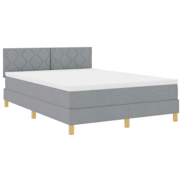 Boxspringbett mit Kissen Hellgrau 140 x 190 cm Stoff