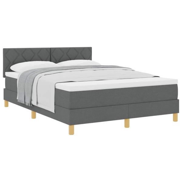 Boxspringbett mit Kissen Dunkelgrau 140 x 190 cm Stoff