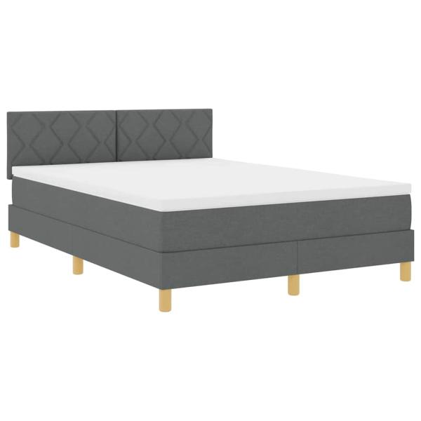 Boxspringbett mit Kissen Dunkelgrau 140 x 190 cm Stoff