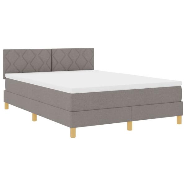 Boxspringbett mit Kissen mit Kopfteil Taupe 140 x 190 cm Stoff