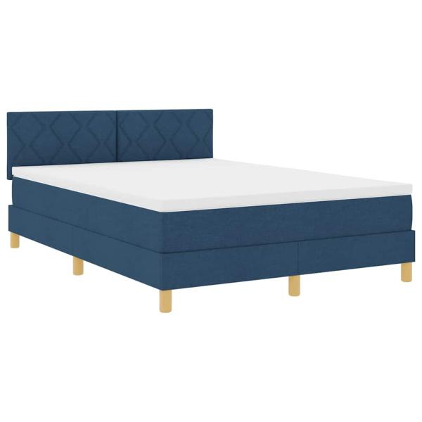 Boxspringbett mit Kissen mit Kopfteil Blau 140 x 190 cm Stoff