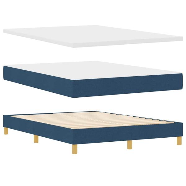 Boxspringbett mit Kissen mit Kopfteil Blau 140 x 190 cm Stoff