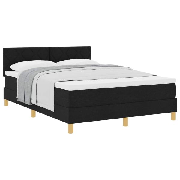 Boxspringbett mit Kissen Schwarz 140 x 200 cm Stoff