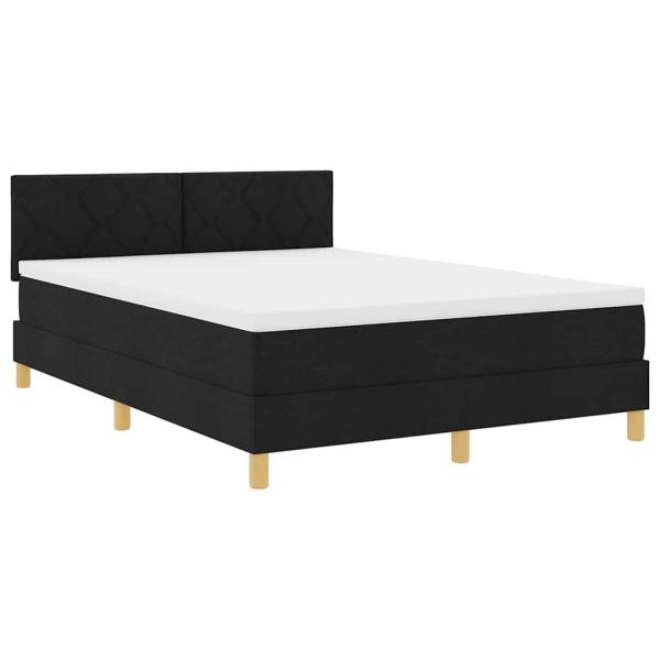 Boxspringbett mit Kissen Schwarz 140 x 200 cm Stoff
