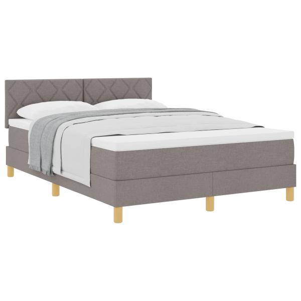 Boxspringbett mit Kissen mit Kopfteil Taupe 140 x 200 cm Stoff