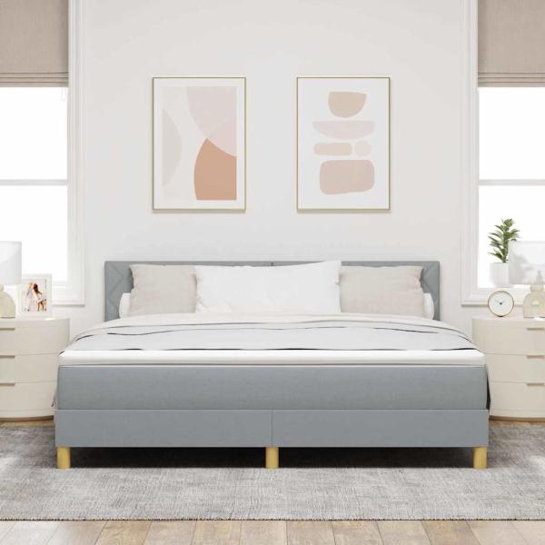 Boxspringbett mit Kissen Hellgrau 180 x 200 cm Stoff