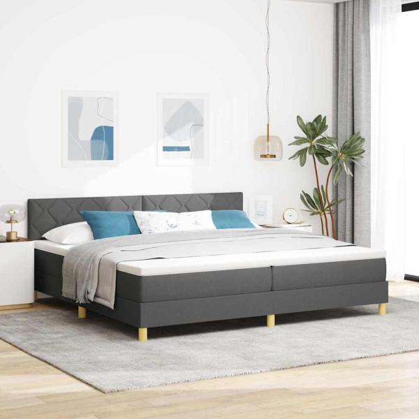 ARDEBO.de - Boxspringbett mit Kissen Dunkelgrau 200 x 200 cm Stoff