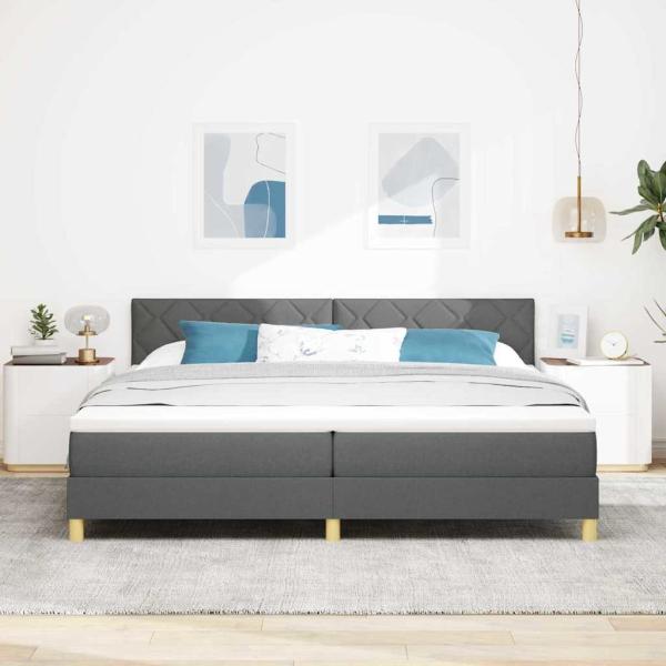 Boxspringbett mit Kissen Dunkelgrau 200 x 200 cm Stoff