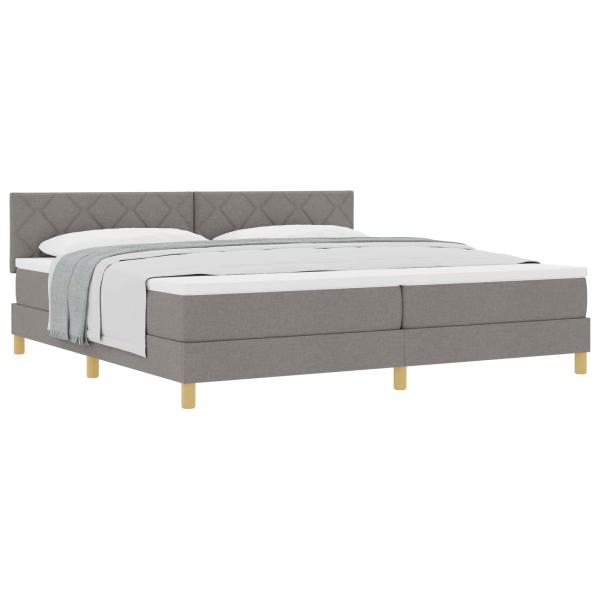 Boxspringbett mit Kissen mit Kopfteil Taupe 200 x 200 cm Stoff