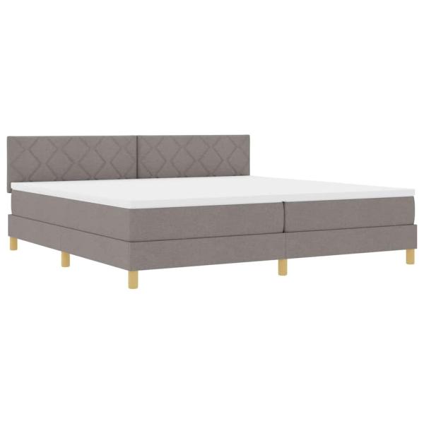 Boxspringbett mit Kissen mit Kopfteil Taupe 200 x 200 cm Stoff