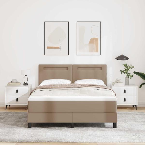 ARDEBO.de - Boxspringbett mit Matratze Cappuccino 140 x 190 cm Kunstleder
