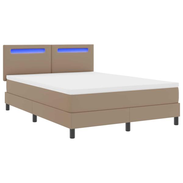 Boxspringbett mit Matratze Cappuccino 140 x 190 cm Kunstleder