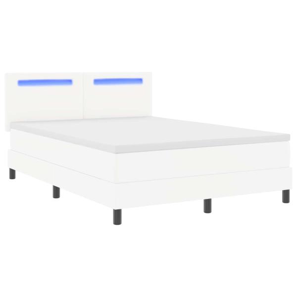 Boxspringbett mit Matratze Weiß 140 x 200 cm Kunstleder