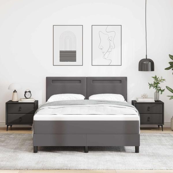 ARDEBO.de - Boxspringbett mit Matratze Grau 140 x 200 cm Kunstleder