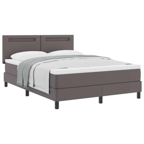 Boxspringbett mit Matratze Grau 140 x 200 cm Kunstleder