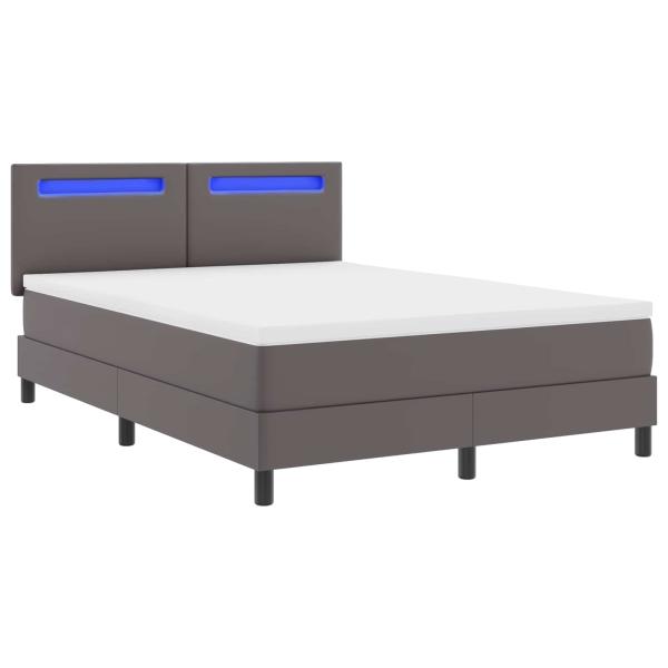 Boxspringbett mit Matratze Grau 140 x 200 cm Kunstleder