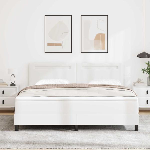 ARDEBO.de - Boxspringbett mit Matratze Weiß 180 x 200 cm Kunstleder