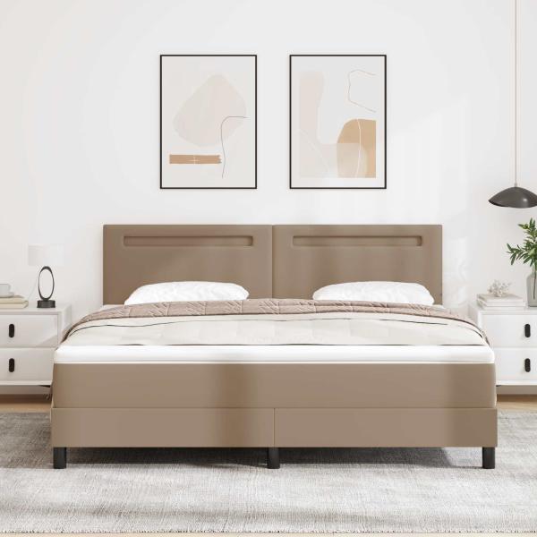 ARDEBO.de - Boxspringbett mit Matratze Cappuccino 180 x 200 cm Kunstleder
