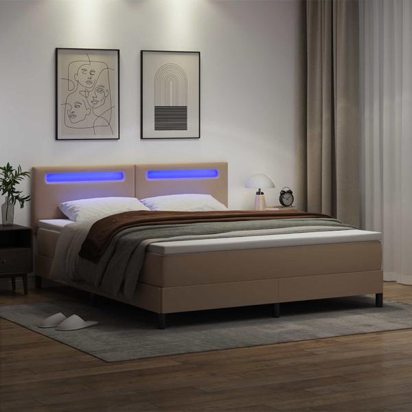 Boxspringbett mit Matratze Cappuccino 180 x 200 cm Kunstleder