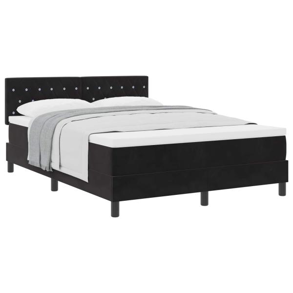 Boxspringbett mit Matratze Schwarz 160 x 200 cm Samt