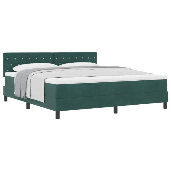 Boxspringbett mit Matratze Dunkelgrün 180 x 200 cm Samt