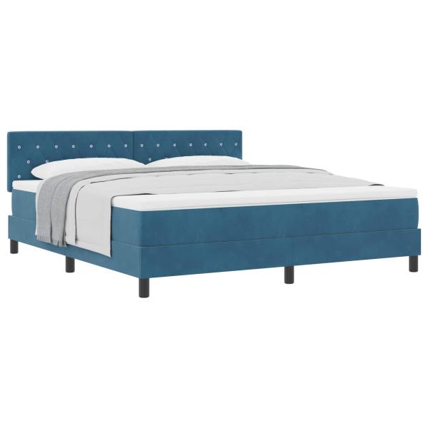 Boxspringbett mit Matratze Dunkelblau 180 x 200 cm Samt