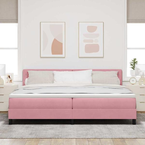 Boxspringbett mit Matratze mit Kopfteil Rosa 200 x 200 cm Samt