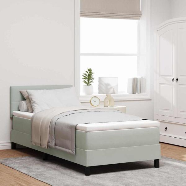 ARDEBO.de - Boxspringbett mit Kopfteil Hellgrau 80 x 200 cm Samt