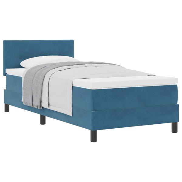 Boxspringbett mit Kopfteil Dunkelblau 80 x 200 cm Samt