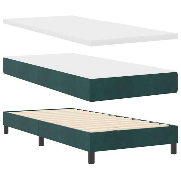 Boxspringbett mit Kopfteil Dunkelgrün 100 x 200 cm Samt