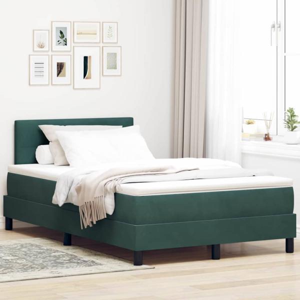 ARDEBO.de - Boxspringbett mit Kopfteil Dunkelgrün 120 x 200 cm Samt