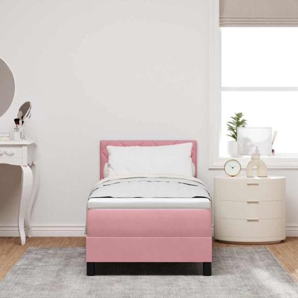 Boxspringbett mit Kopfteil Rosa 80 x 200 cm Samt