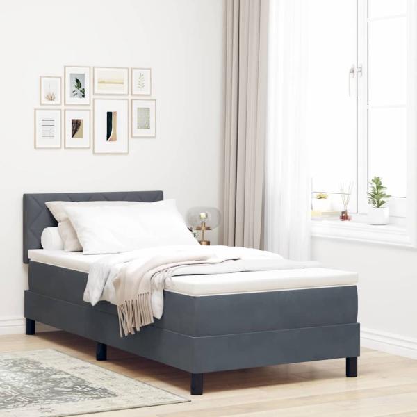 ARDEBO.de - Boxspringbett mit Kopfteil Dunkelgrau 100 x 200 cm Samt