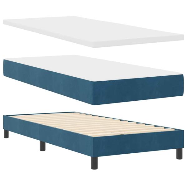 Boxspringbett mit Kopfteil Dunkelblau 100 x 200 cm Samt