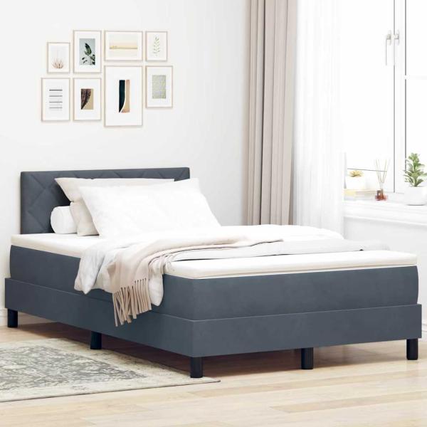 ARDEBO.de - Boxspringbett mit Kopfteil Dunkelgrau 120 x 190 cm Samt