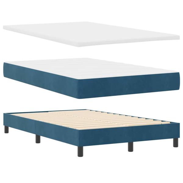 Boxspringbett mit Kopfteil Dunkelblau 120 x 190 cm Samt