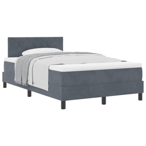 Boxspringbett mit Kopfteil Dunkelgrau 120 x 200 cm Samt