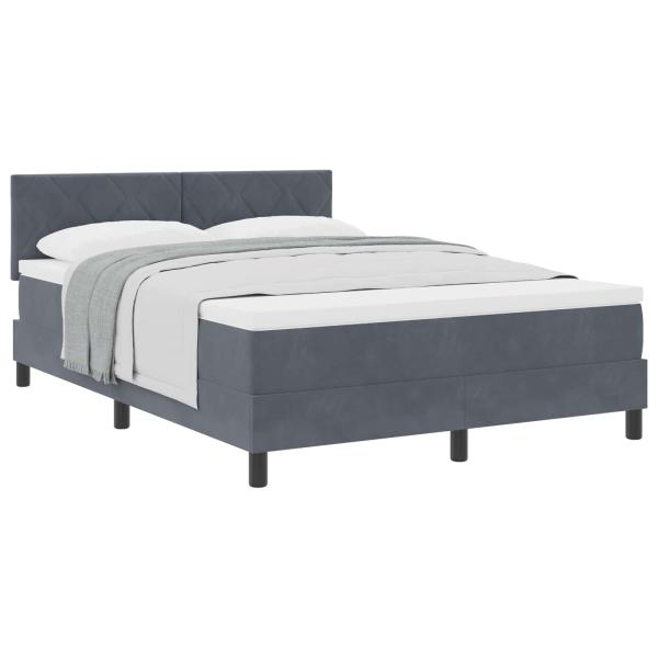 Boxspringbett mit Kopfteil Dunkelgrau 140 x 200 cm Samt