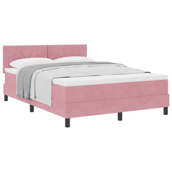 Boxspringbett mit Kopfteil Rosa 140 x 200 cm Samt