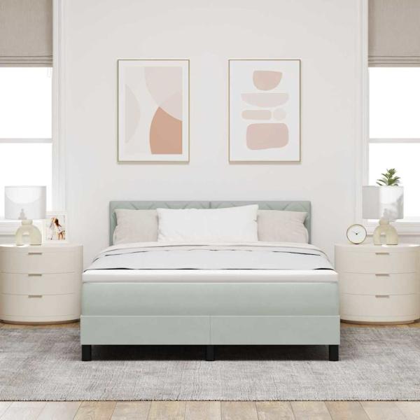 Boxspringbett mit Kopfteil Hellgrau 160 x 200 cm Samt