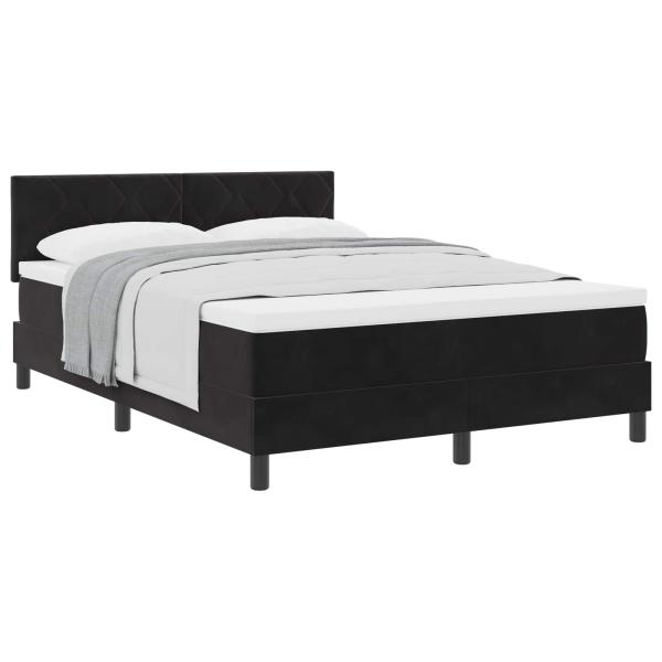 Boxspringbett mit Kopfteil Schwarz 160 x 200 cm Samt