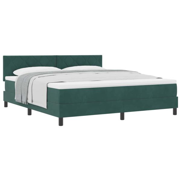 Boxspringbett mit Kopfteil Dunkelgrün 180 x 200 cm Samt