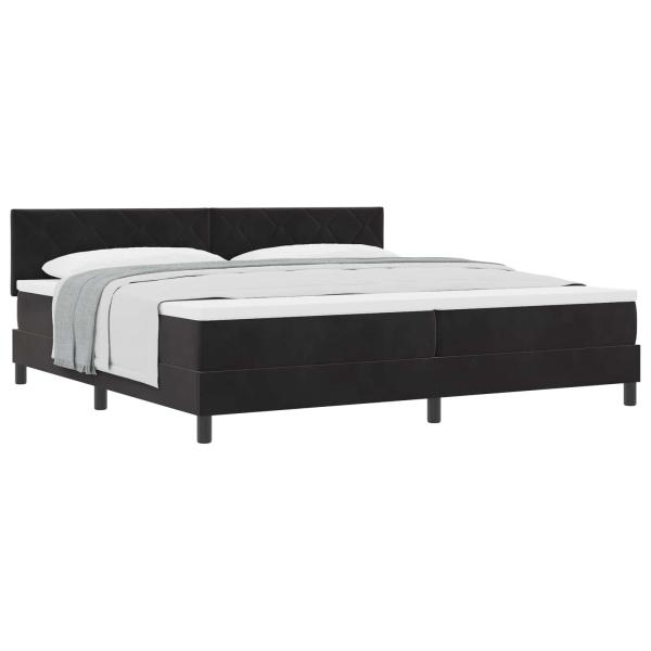 Boxspringbett mit Kopfteil Schwarz 200 x 200 cm Samt