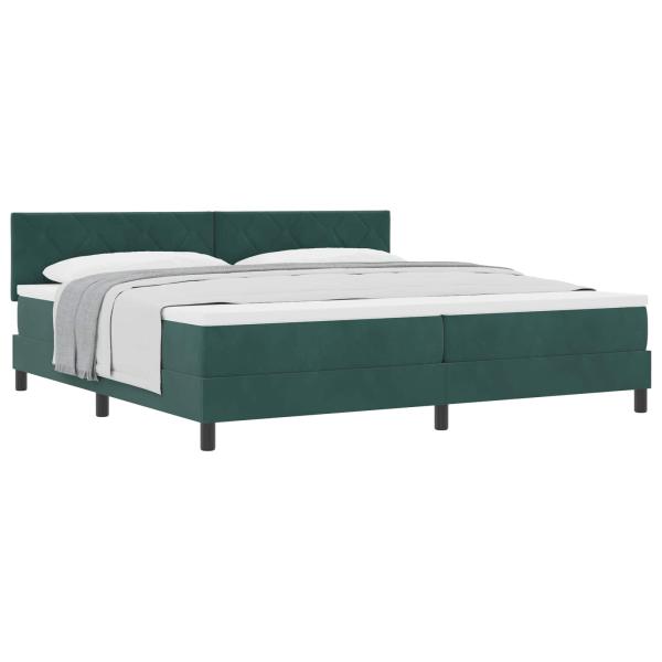 Boxspringbett mit Kopfteil Dunkelgrün 200 x 200 cm Samt