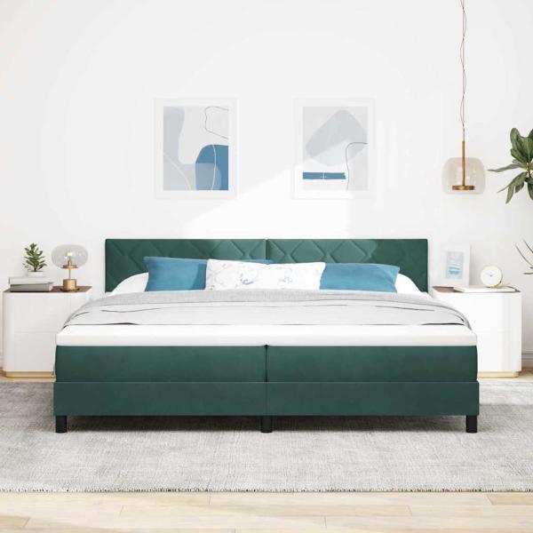 Boxspringbett mit Kopfteil Dunkelgrün 200 x 200 cm Samt