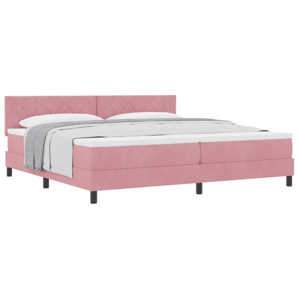 Boxspringbett mit Kopfteil Rosa 200 x 200 cm Samt