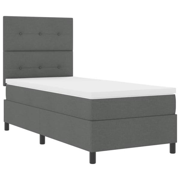 Boxspringbett mit Kopfteil Dunkelgrau 90 x 190 cm Stoff