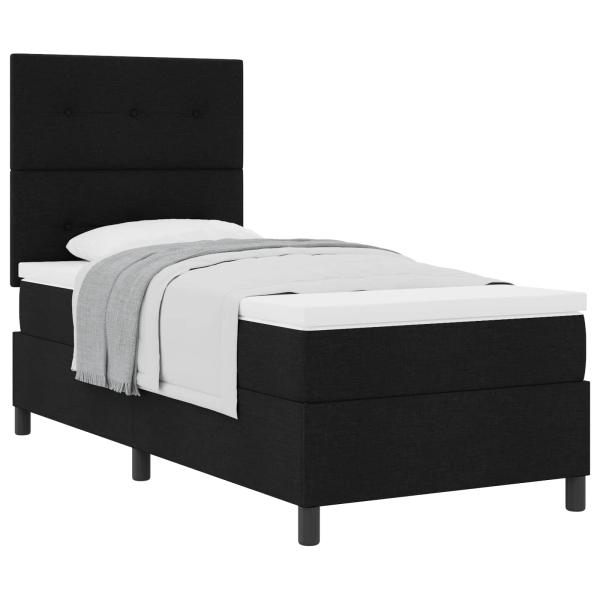 Boxspringbett mit Kopfteil Schwarz 100 x 200 cm Stoff