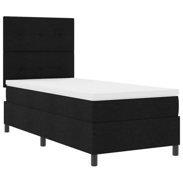 Boxspringbett mit Kopfteil Schwarz 100 x 200 cm Stoff