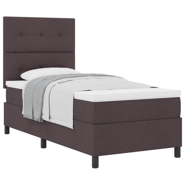 Boxspringbett mit Kopfteil Dunkelbraun 100 x 200 cm Stoff